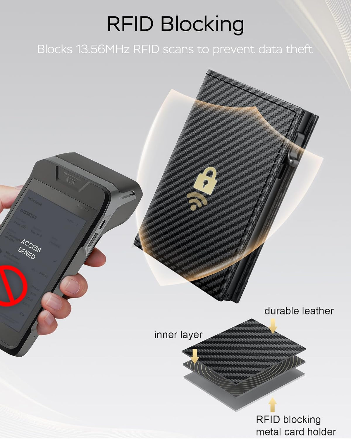 RFID Wallet for Men with Pop Up Credit Card Holder Minimalist Slim Smart