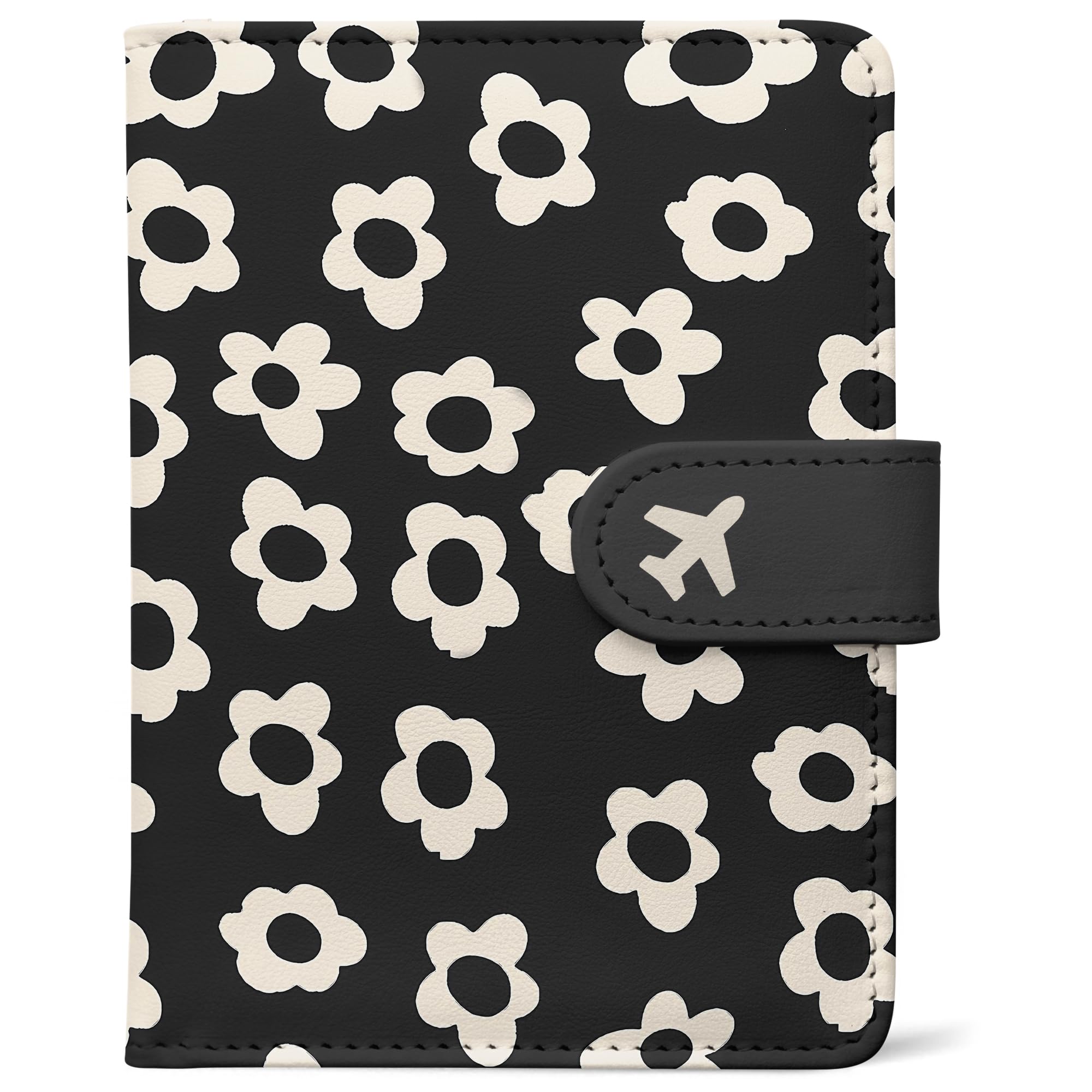 RFID Leather Passport Holder Travel Wallet with Magnetic Closure