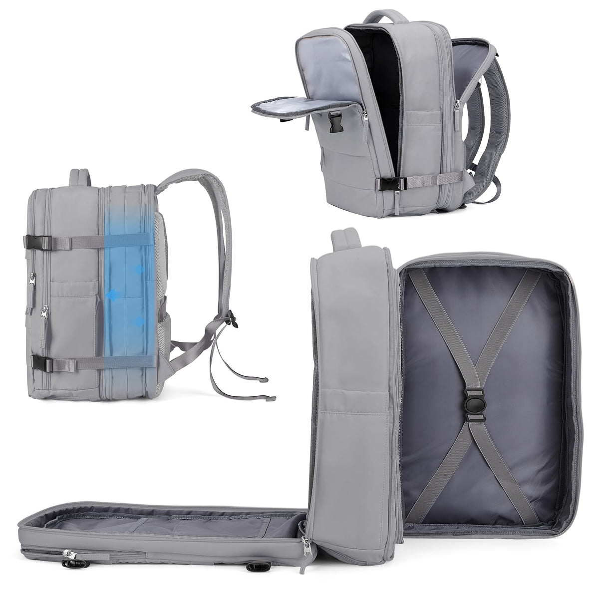45L Expandable Travel Backpack with Laptop & Shoe Compartment