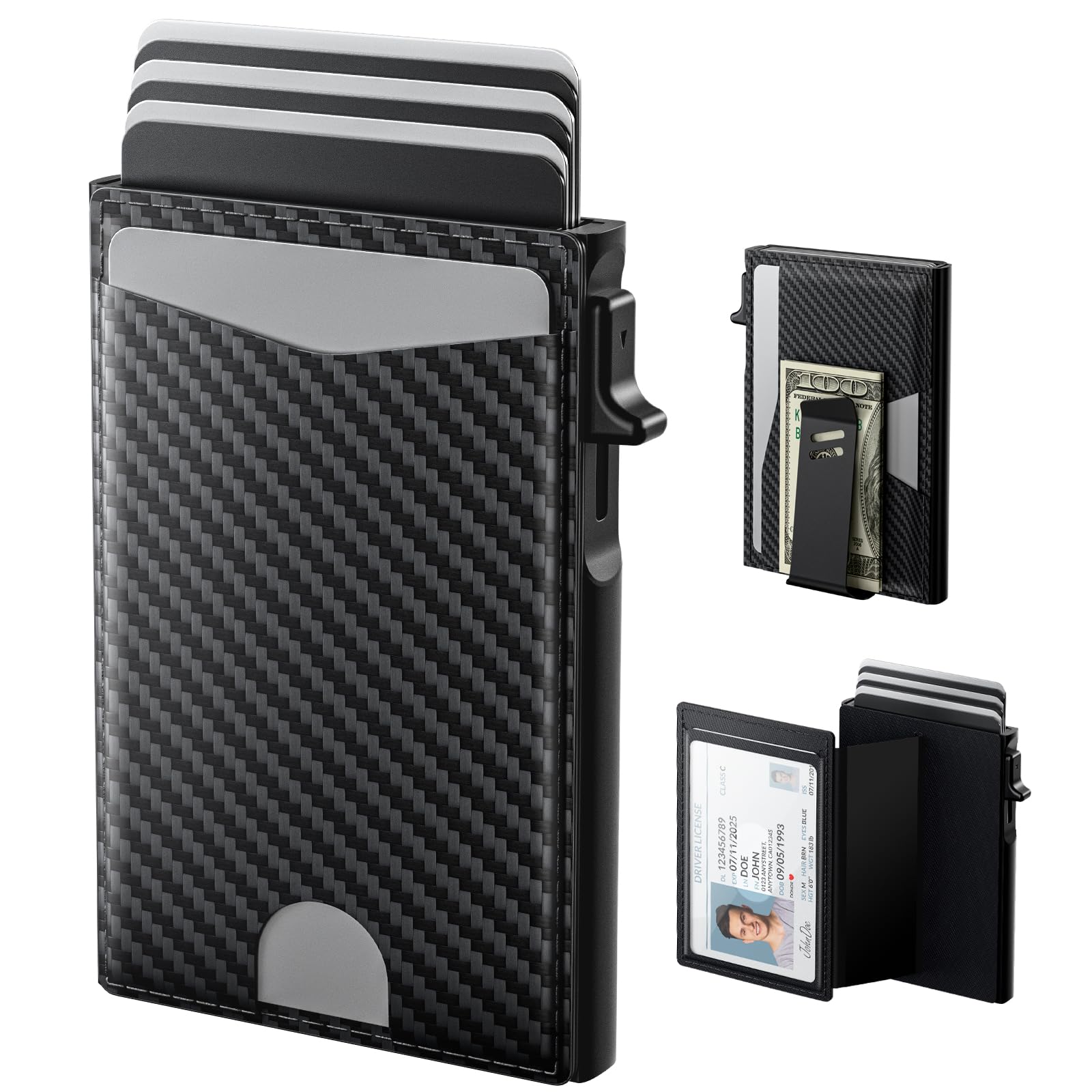 Pop Up Wallet for Men RFID Blocking Slim Leather Front Pocket