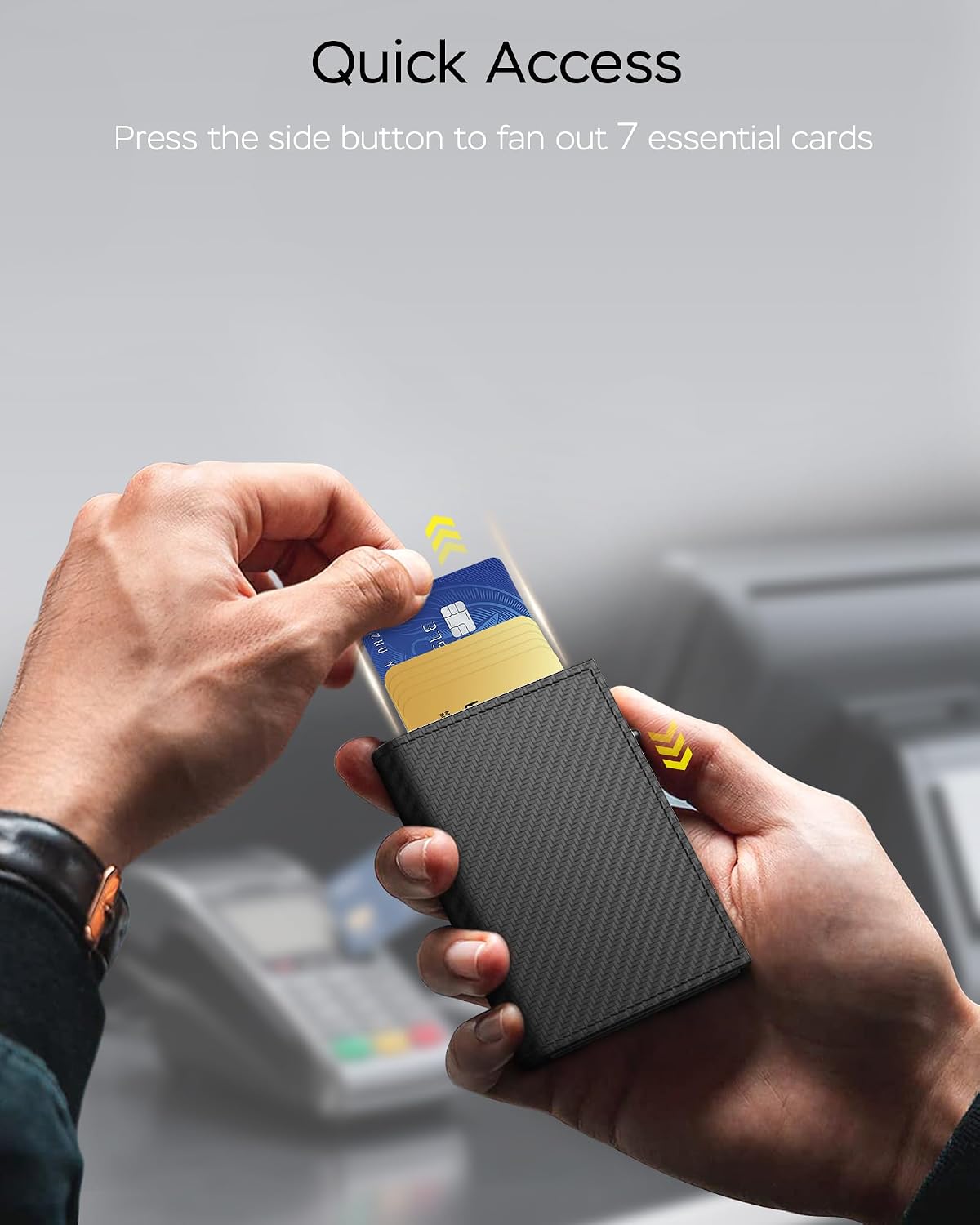 RFID Wallet for Men with Pop Up Credit Card Holder Minimalist Slim Smart