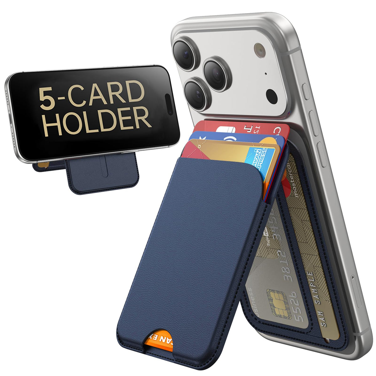 MagSafe Wallet with Stand for iPhone 17 16 15 14 13 12 RFID 5 Card
