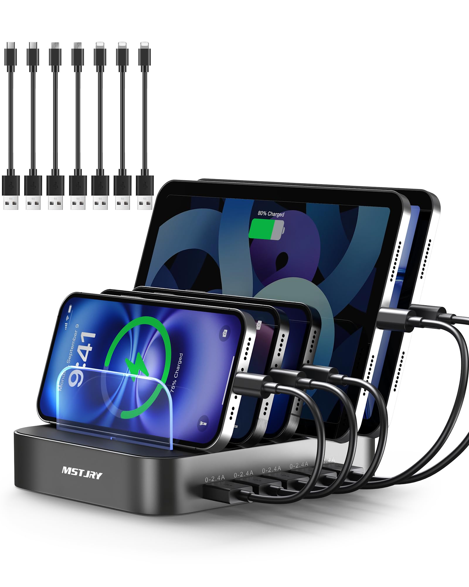 5 Port USB Charging Station for Multiple Devices Organizer Dock
