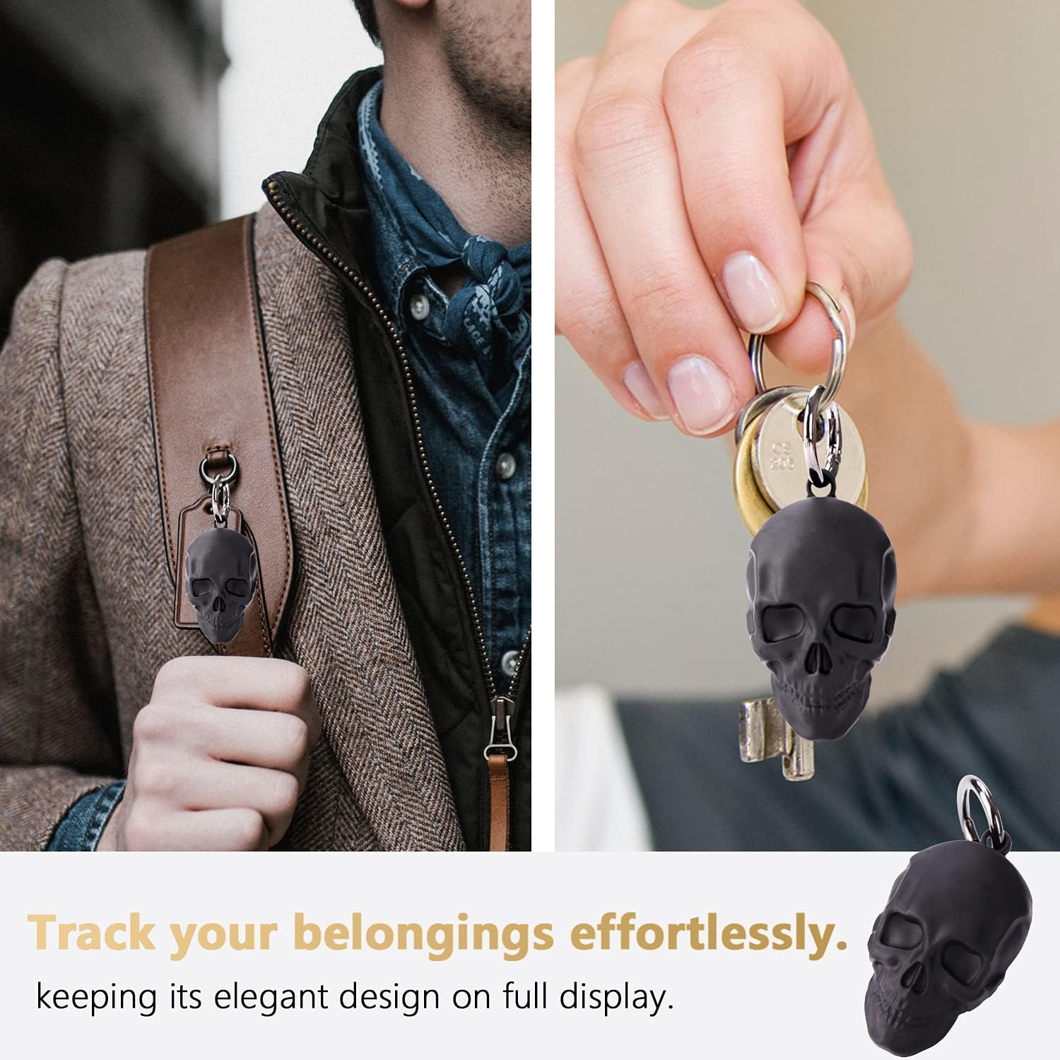 Compatible with Apple AirTag Case for AirTag Keychain,Airtag Holder,Protective Air Tag Holder, Portable Keyring Cover (Black Skeleton)