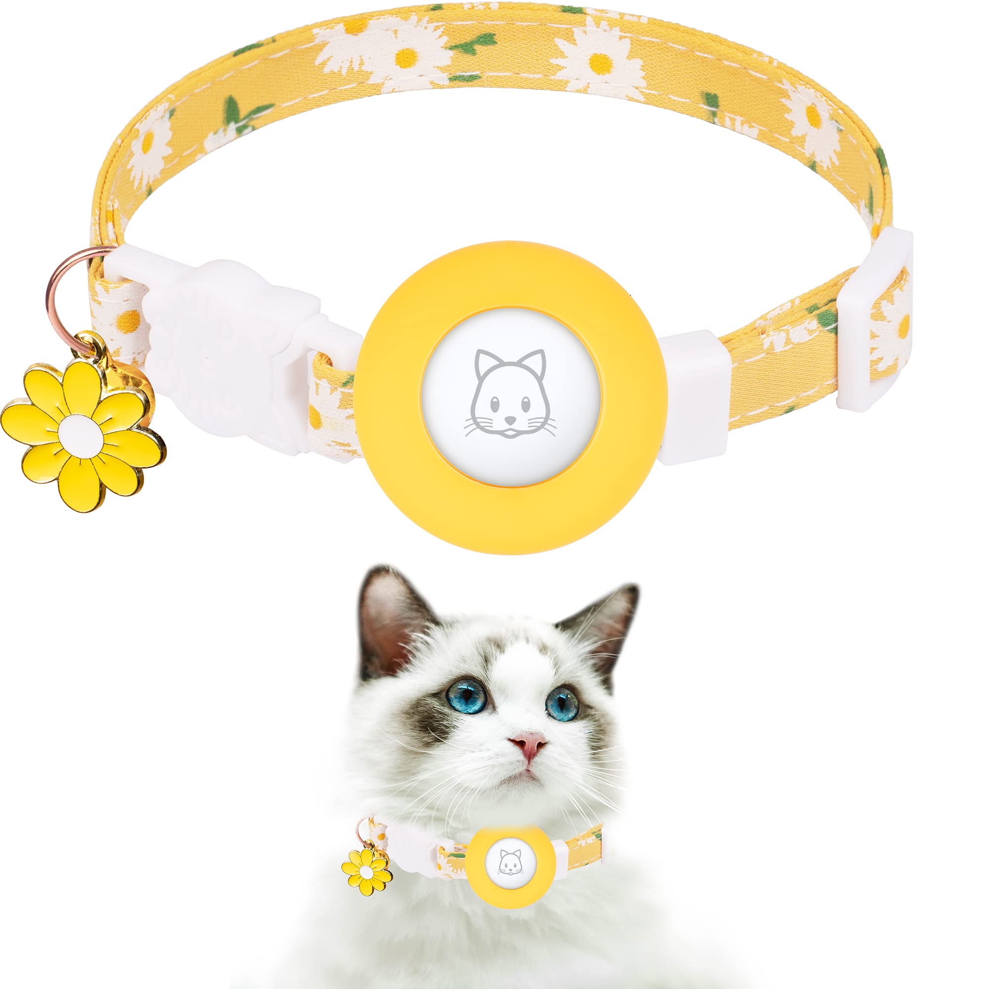 AirTag Cat Collar Breakaway Safety Collar with Charm & Holder