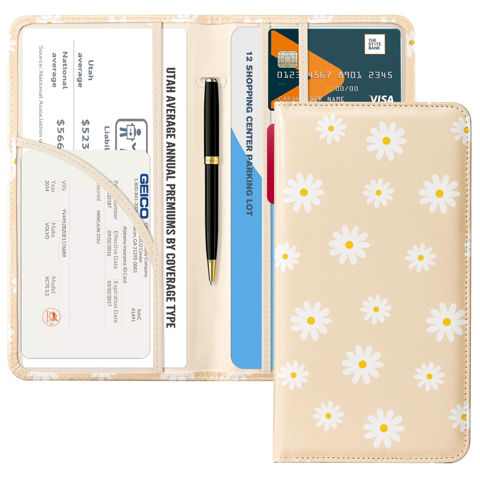 Car Registration Insurance Holder for Glove Box Organizer Case Vehicle