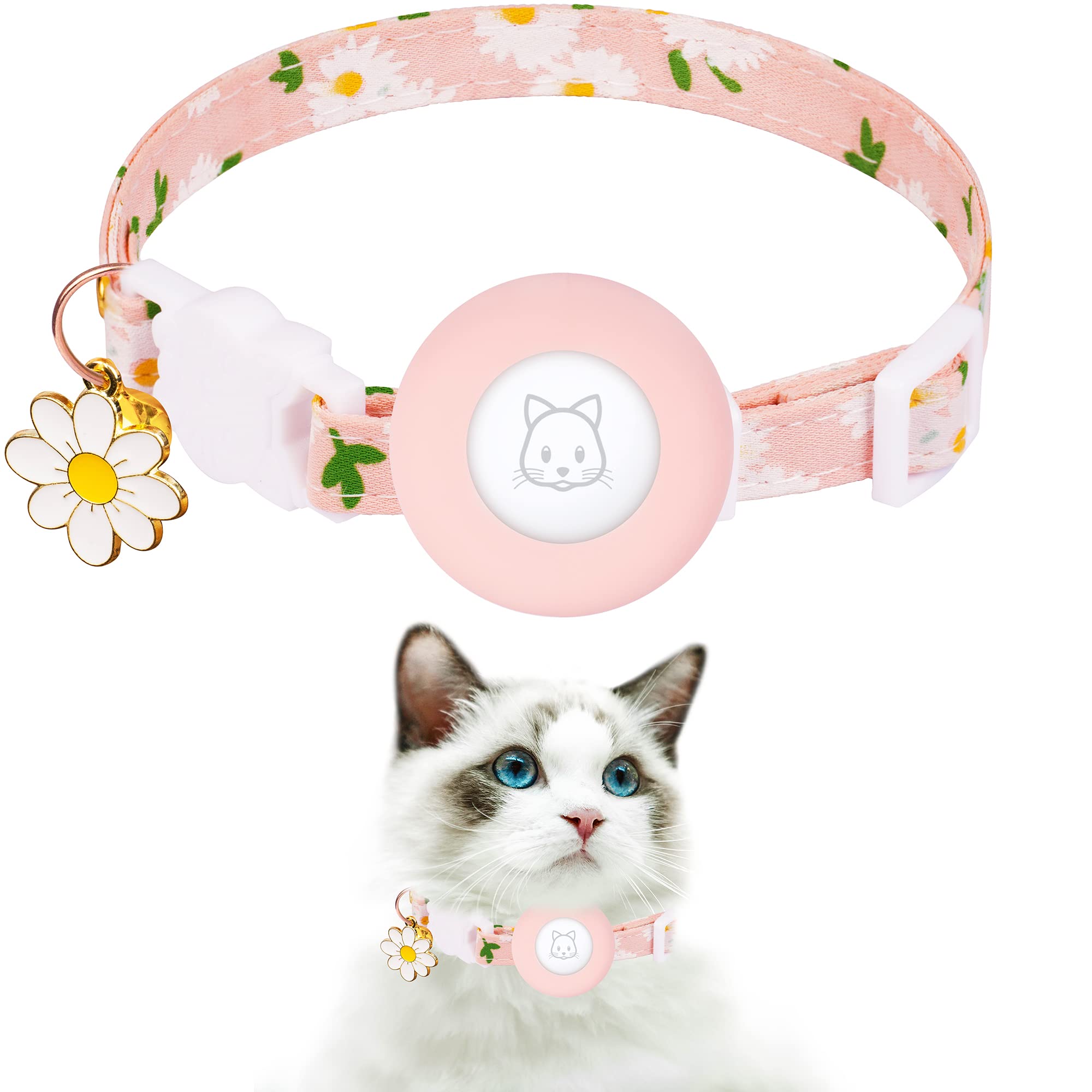 AirTag Cat Collar Breakaway Safety Collar with Charm & Holder
