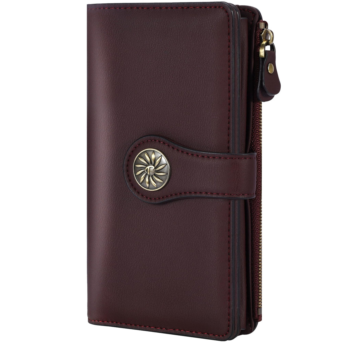Women's Trifold Wallet RFID Blocking – Large Capacity Clutch Wallet with Zipper Pocket & Card Holder