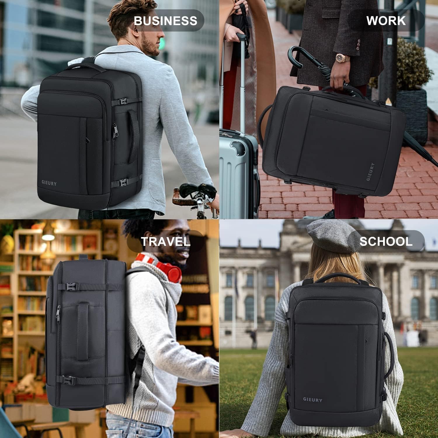 Gieury 55L Carry On Backpack, Extra Large Travel Backpack for Men & Women