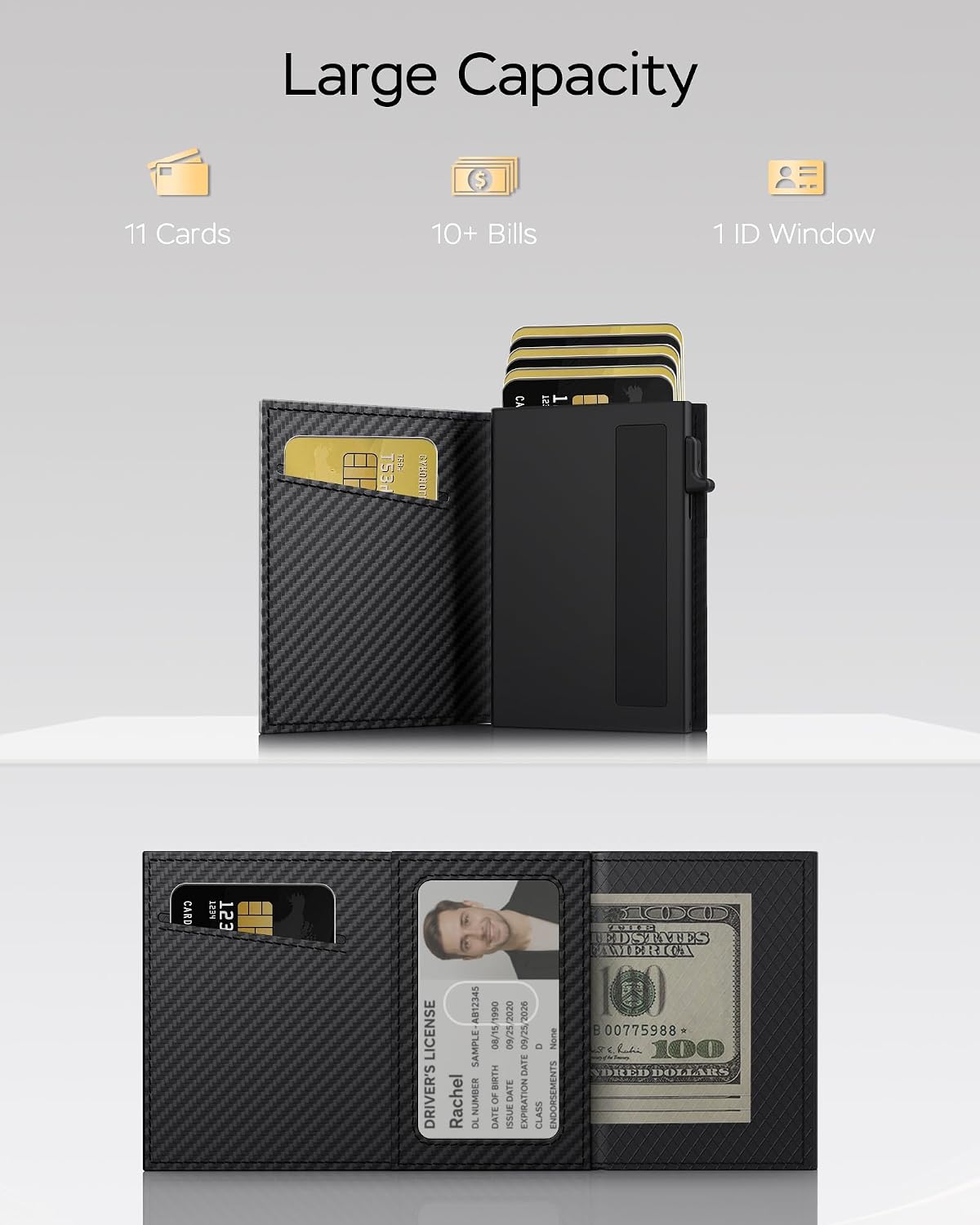 RFID Wallet for Men with Pop Up Credit Card Holder Minimalist Slim Smart