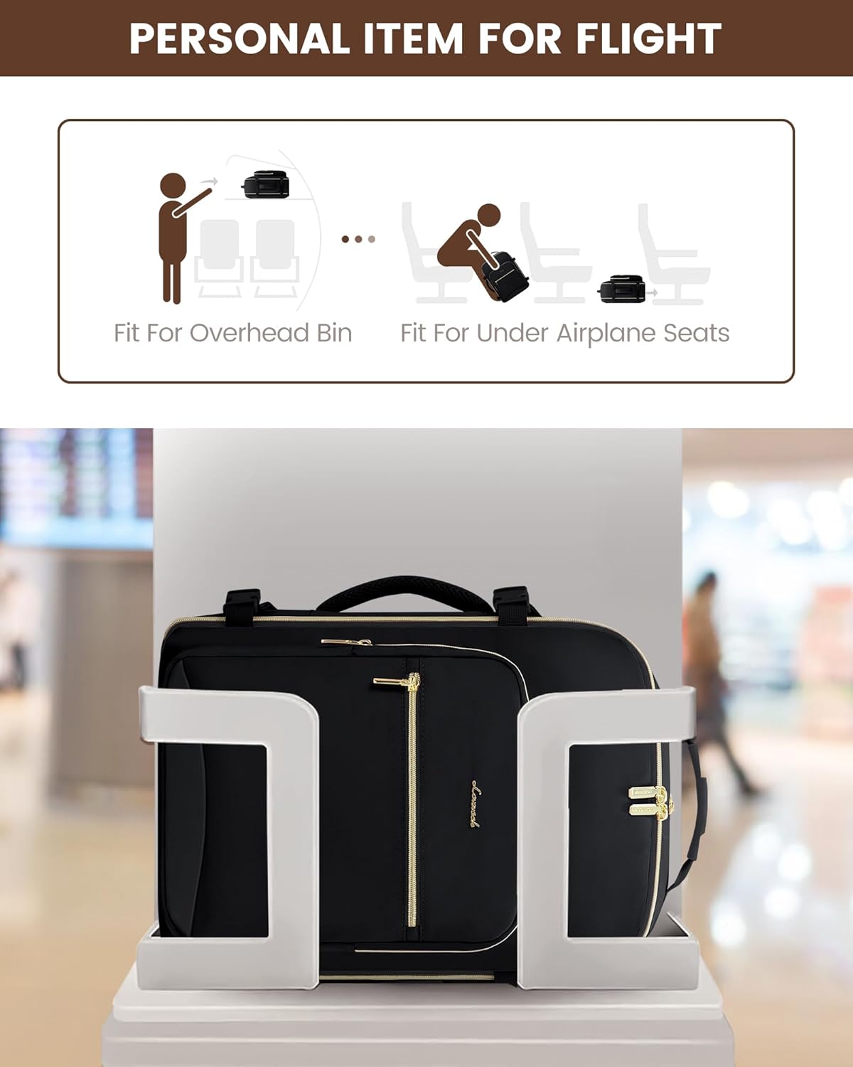 LOVEVOOK Travel Backpack for Women & Men 50L,Airline Approved Carry On Backpack Travel Essentials,TSA Carry on Luggage,Waterproof Personal Item Travel Bag,Suitcase with 3 Packing Cubes,Black-Black