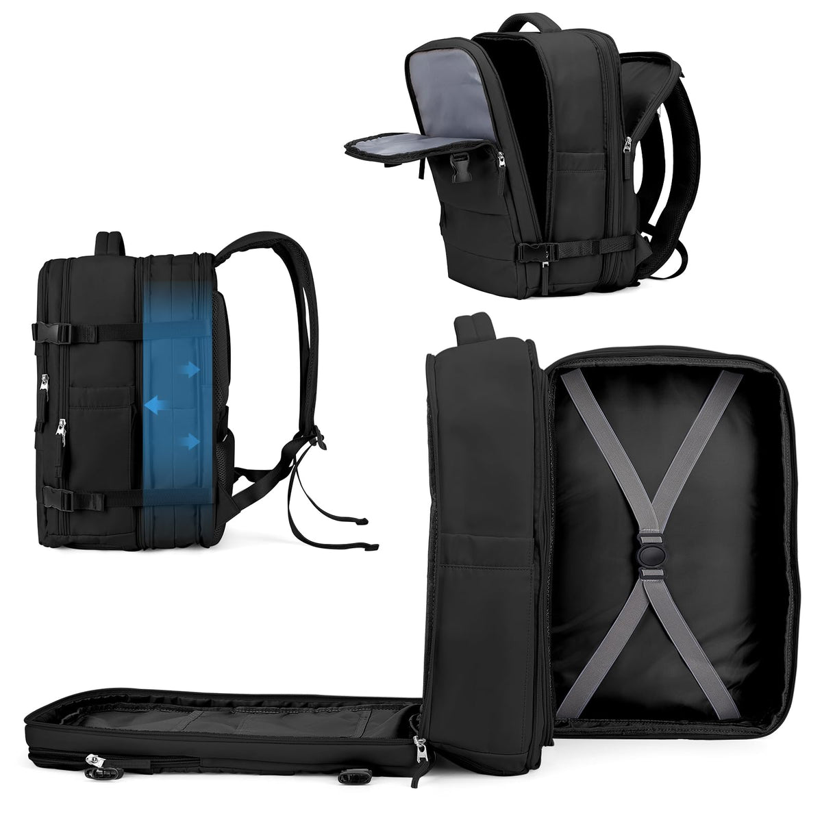 45L Expandable Travel Backpack with Laptop & Shoe Compartment