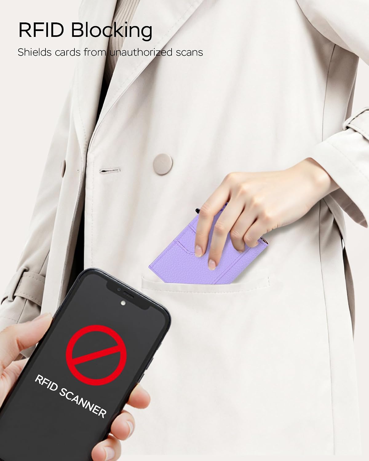 RFID Wallet Women - Small Slim Trifold Leather Wallet with Metal Pop Up Card Holder, 2026 Trendy Lavender Purple, Holds 11 Cards 10+ Bills, ID Window Cash Slot, Gift for Her