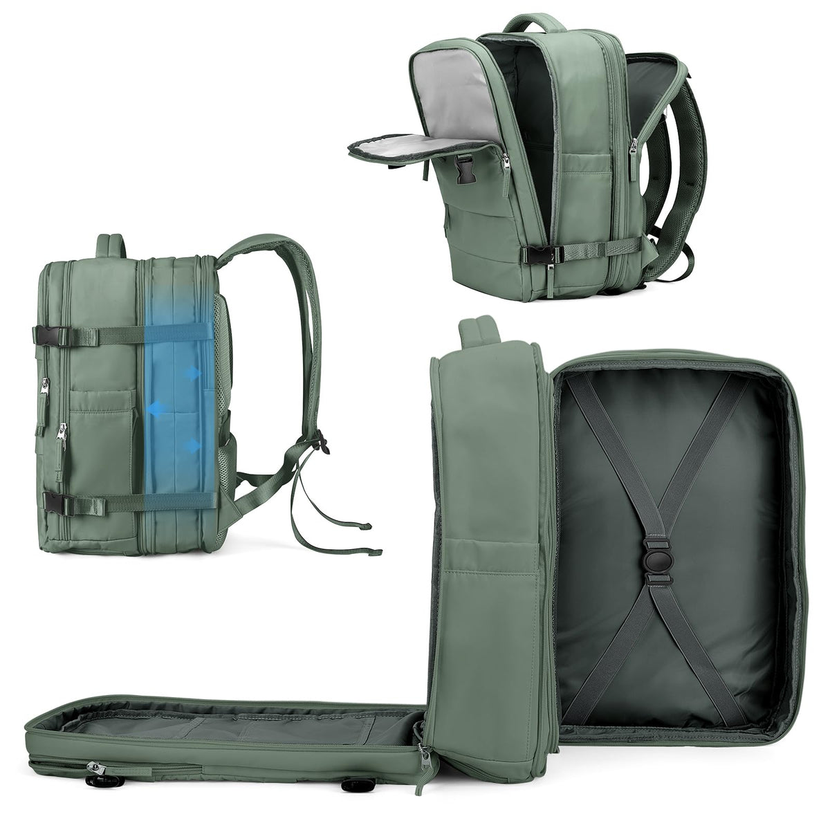 45L Expandable Travel Backpack with Laptop & Shoe Compartment