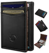 RFID Blocking Trifold Leather Wallet for Men Slim Magnetic Closure