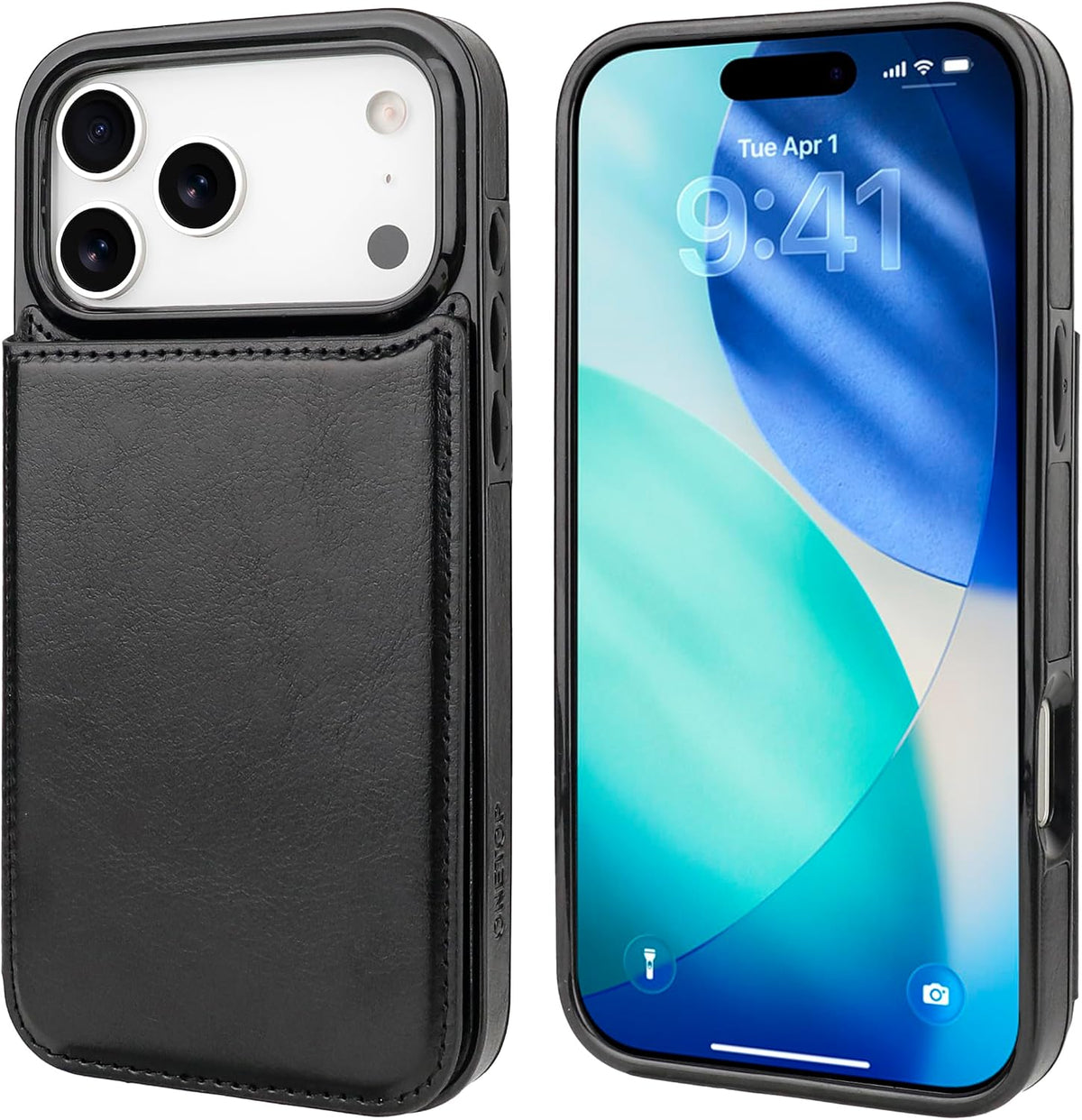 ONETOP for iPhone 18/17 Pro Max Wallet Case with Credit Card Holder,Black