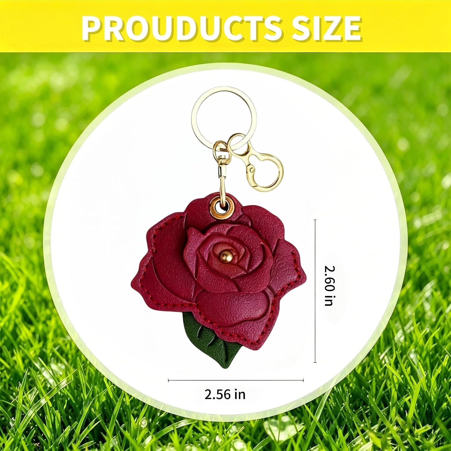 Rose AirTag Leather Case Keychain, Protective Holder Metal Key Ring for AirTag, Scratch-Resistant Cover Keys Bag Luggage