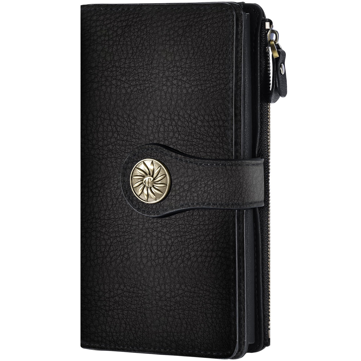 Women's Trifold Wallet RFID Blocking – Large Capacity Clutch Wallet with Zipper Pocket & Card Holder