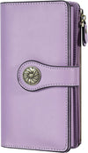 Women's Trifold Wallet RFID Blocking – Large Capacity Clutch Wallet with Zipper Pocket & Card Holder