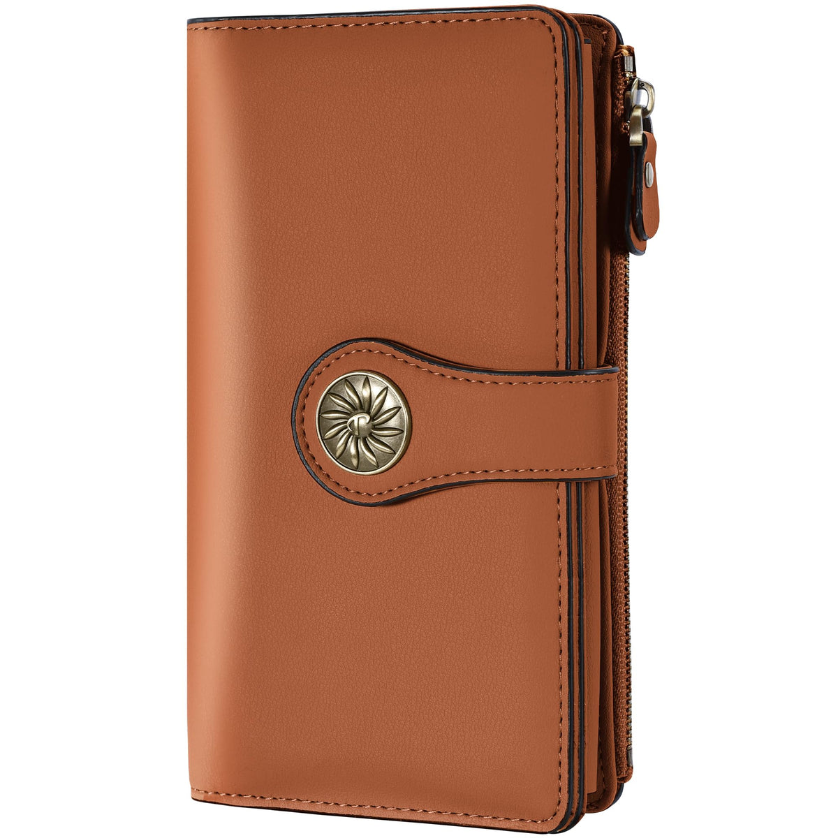 Women's Trifold Wallet RFID Blocking – Large Capacity Clutch Wallet with Zipper Pocket & Card Holder
