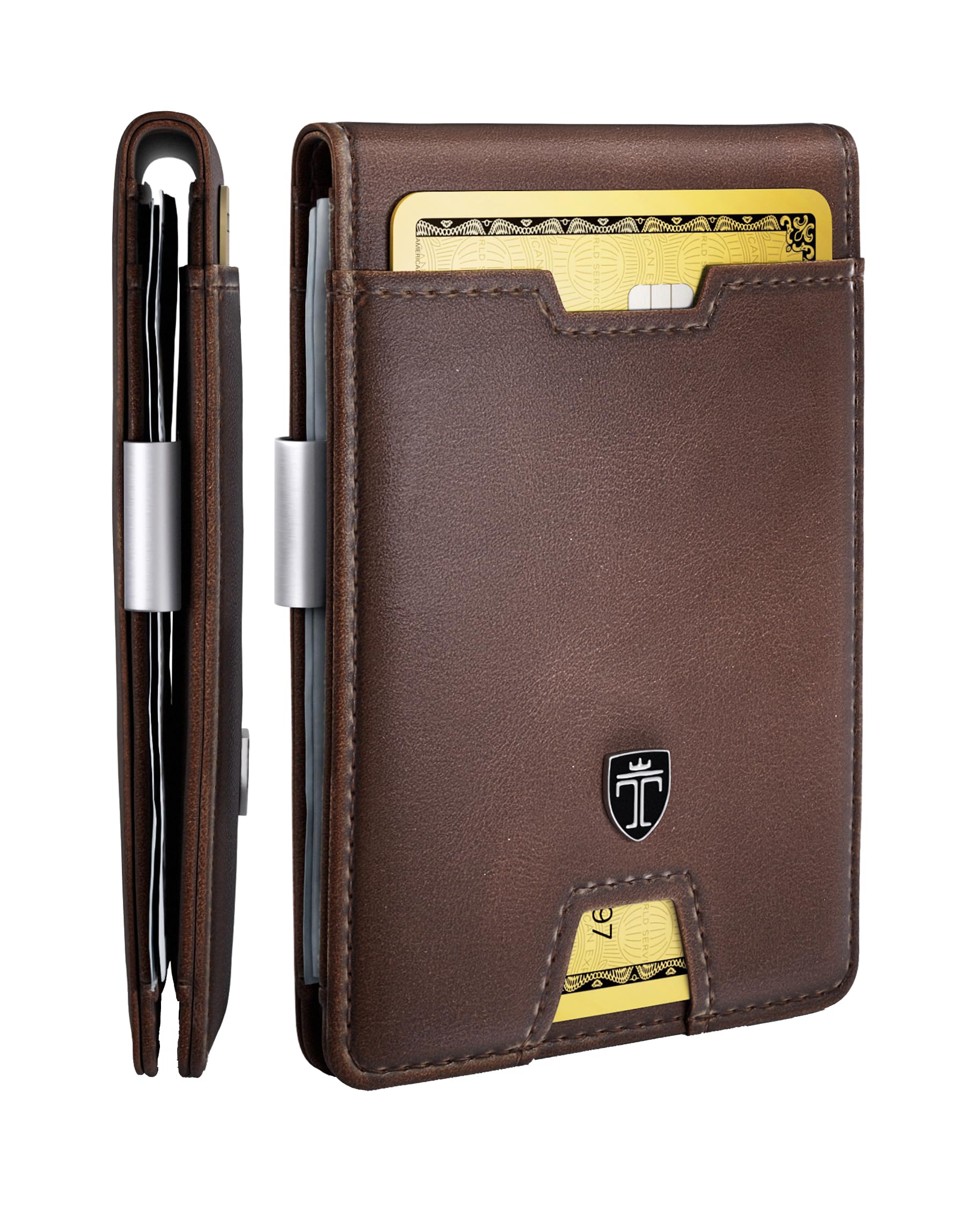 TRAVANDO Mens Slim Wallet with Money Clip AUSTIN RFID Blocking Bifold Credit Card Holder for Men with Gift Box