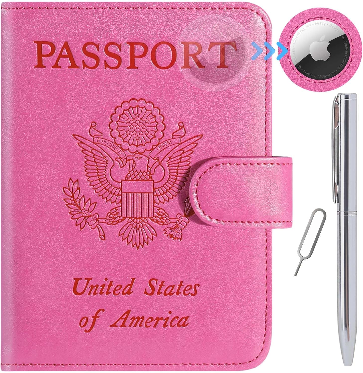 ABBYs Leather Passport Holder with AirTag Slot, RFID Blocking Travel Wallet for Men and Women, Durable Synthetic Leather Passport Cover - Ideal Travel Accessory - Abbycart