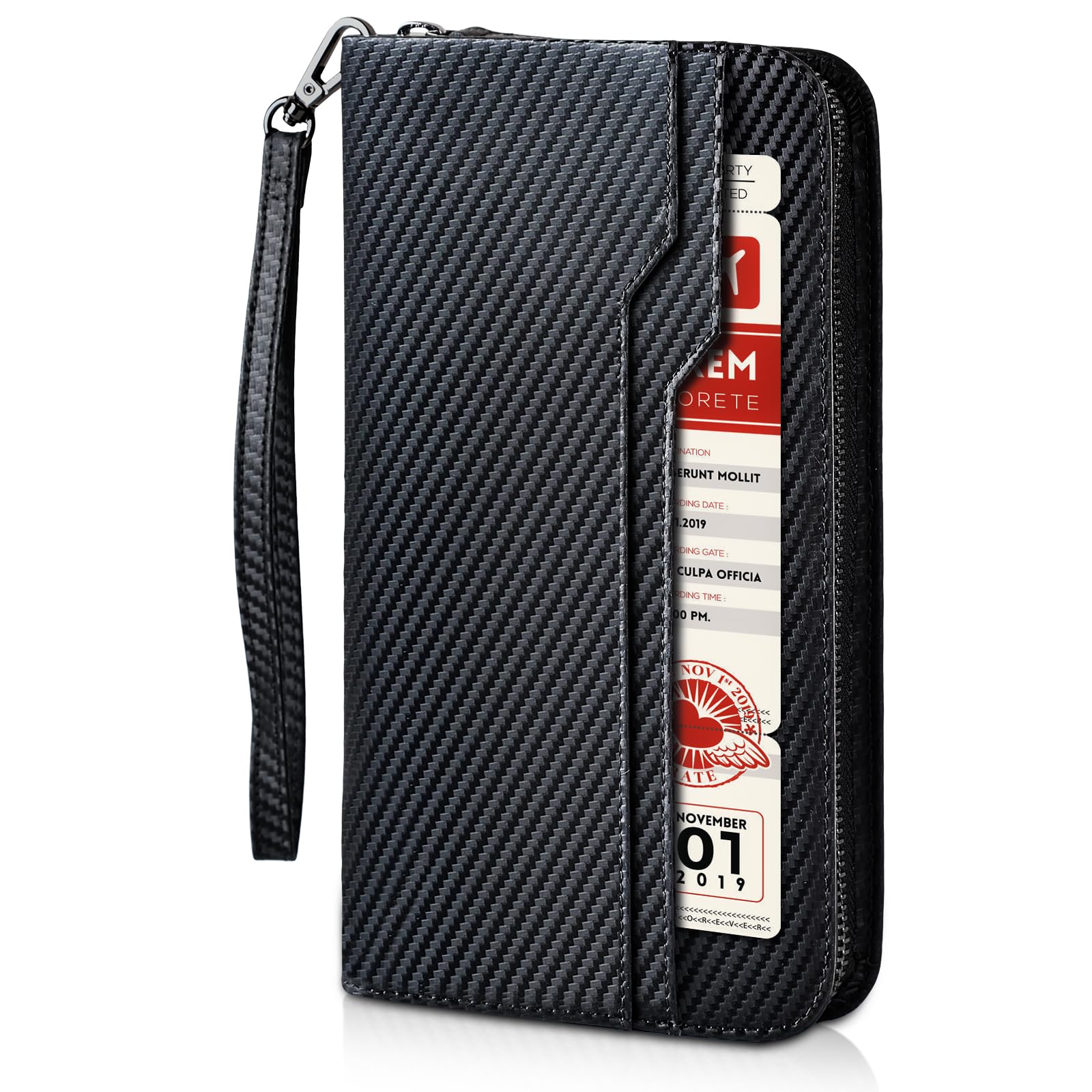 Family Leather Passport Wallet RFID Blocking Holder for 6 Passports