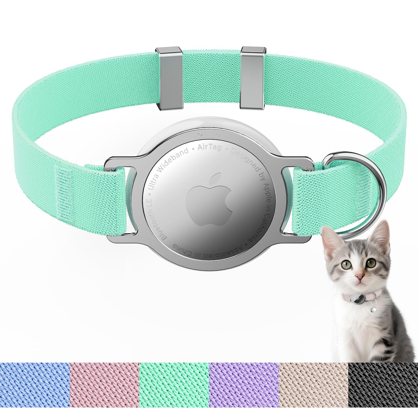 AirTag Cat Collar Adjustable Pet Tracker Holder for Cats & Kittens