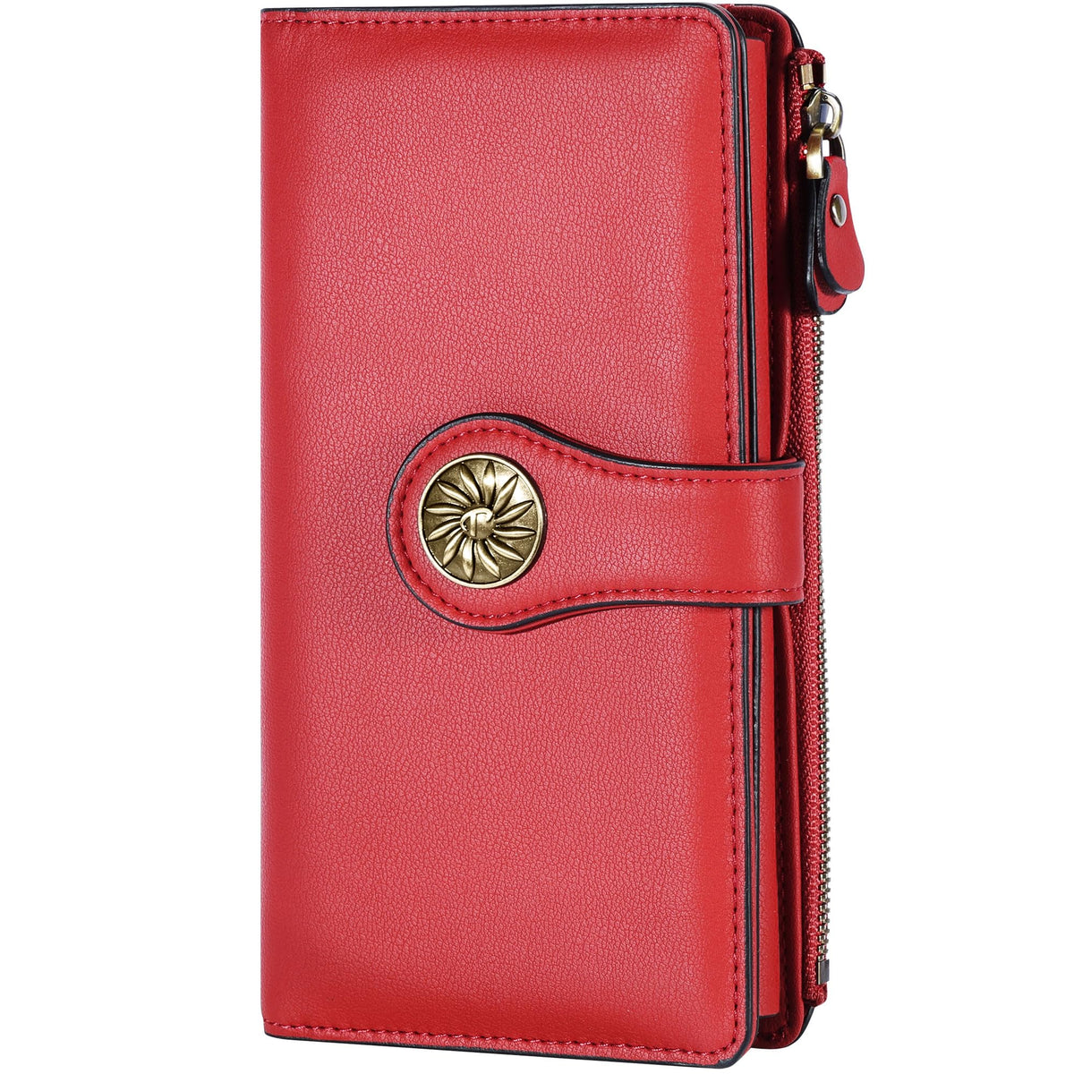 Women's Trifold Wallet RFID Blocking – Large Capacity Clutch Wallet with Zipper Pocket & Card Holder