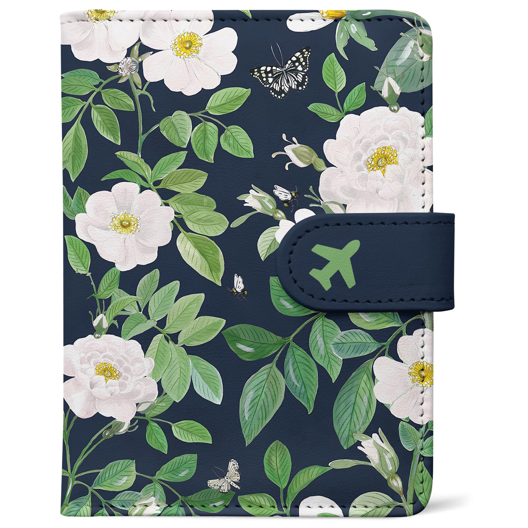 RFID Leather Passport Holder Travel Wallet with Magnetic Closure