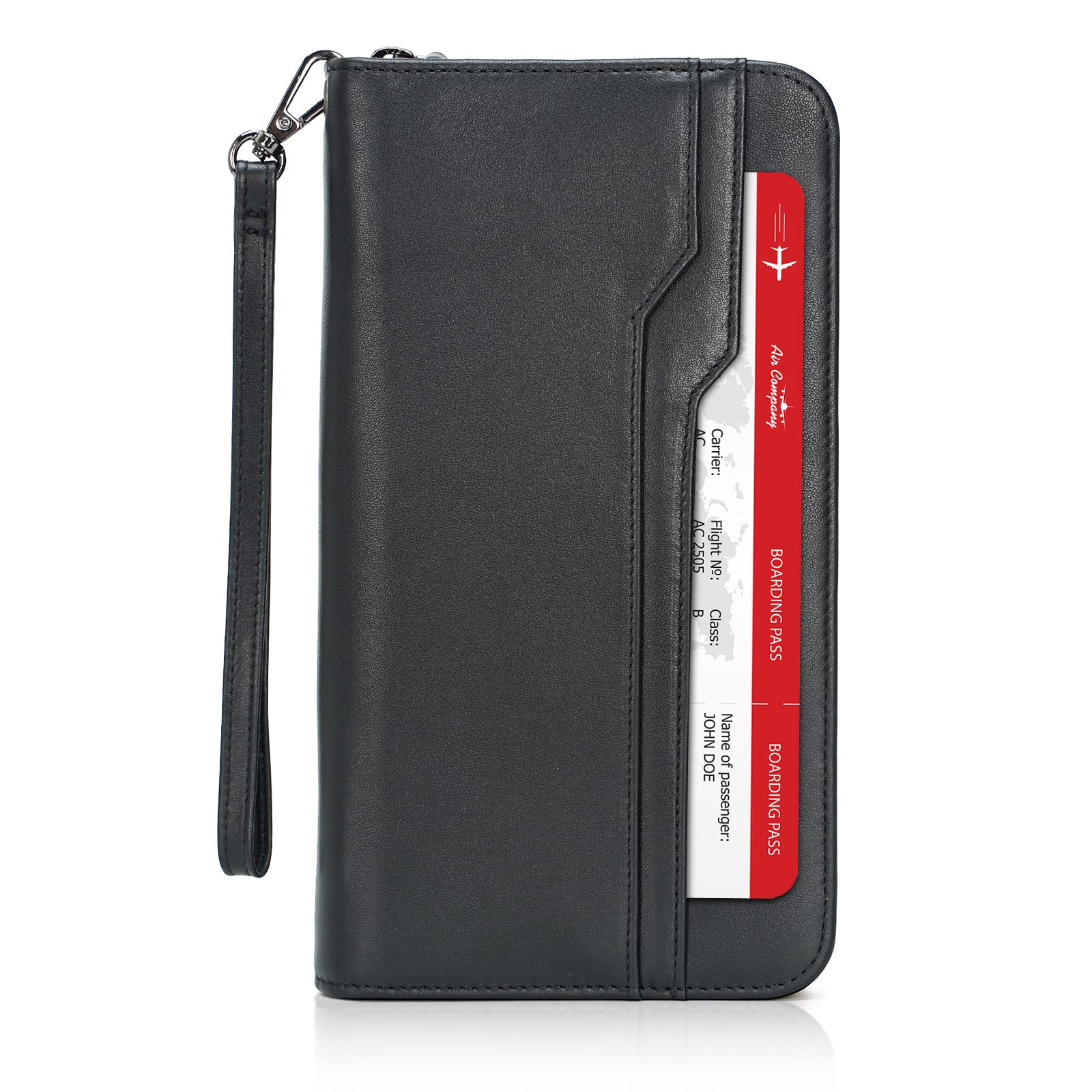 Family Leather Passport Wallet RFID Blocking Holder for 6 Passports