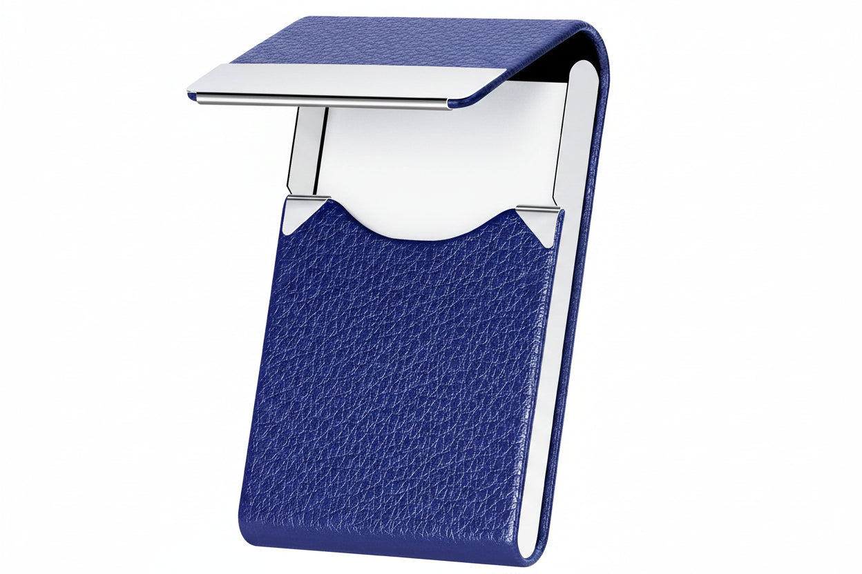 Slim Leather Business Card Holder with Magnetic Closure Case