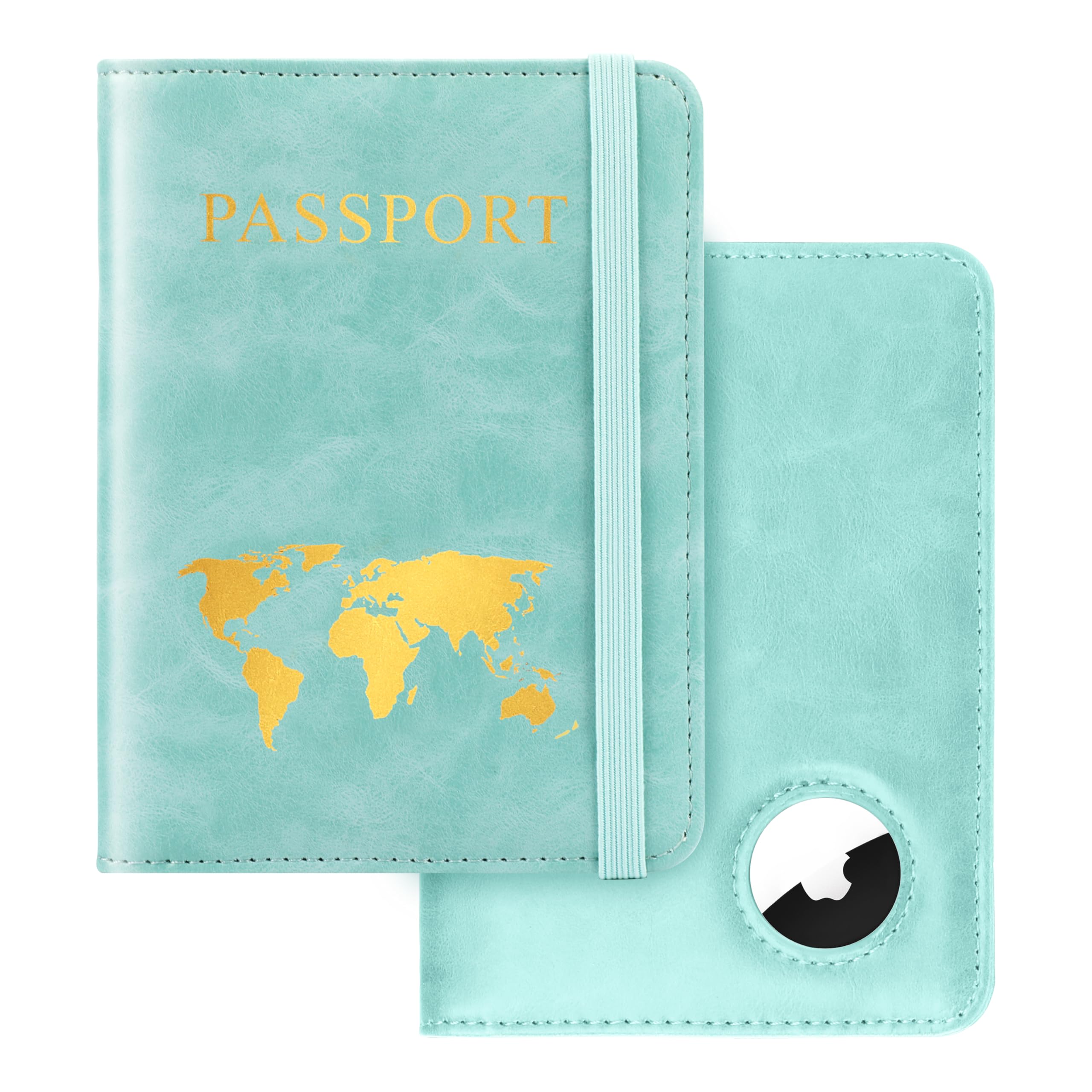 Passport Holder for Travel Women Men - Passport Cover Wallet with Airtag Slot - RFID Blocking PU Leather Passport Holder Case with Card Holder, Pen Slot - Black