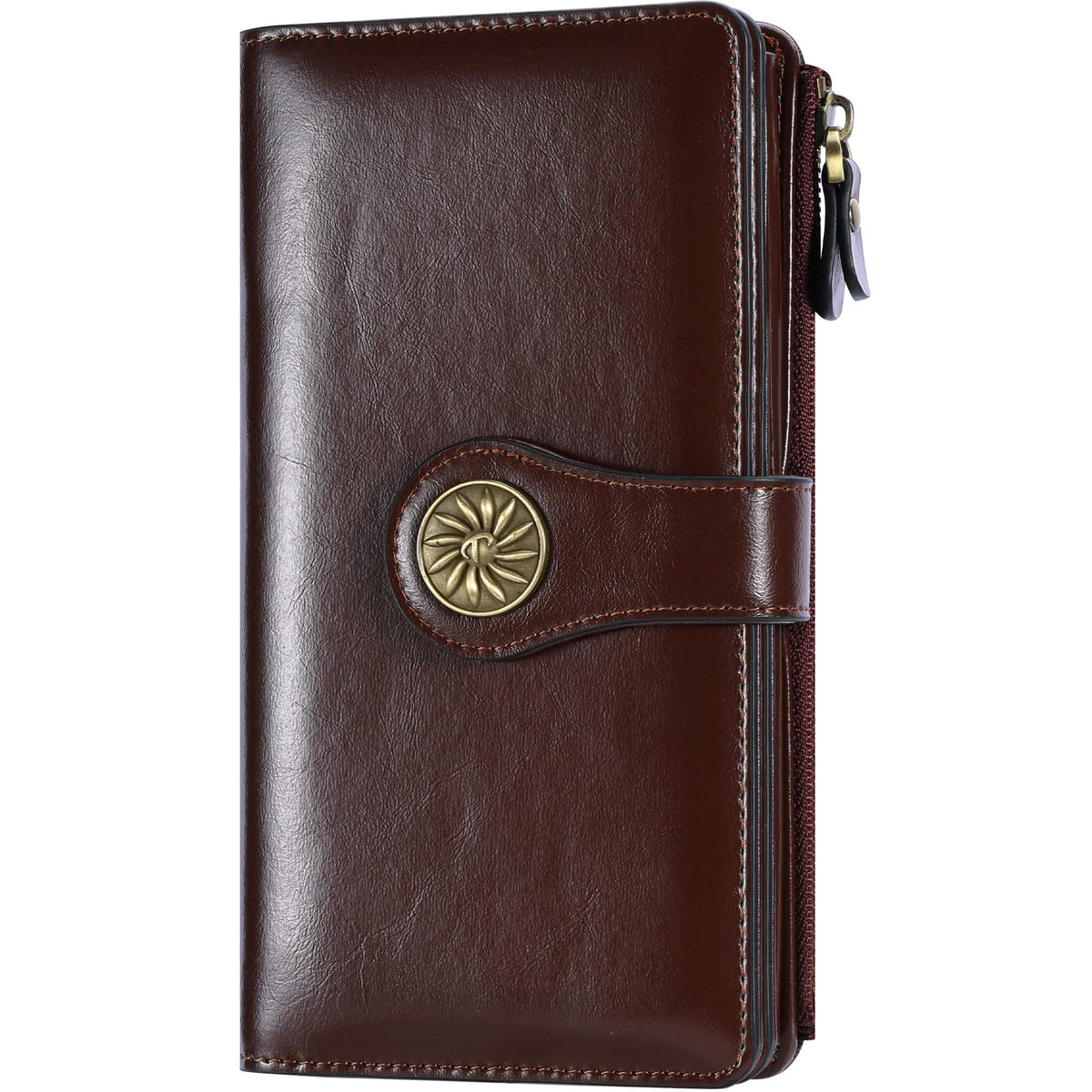 Women's Trifold Wallet RFID Blocking – Large Capacity Clutch Wallet with Zipper Pocket & Card Holder
