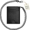 Men's Leather Trifold Chain Wallet RFID Blocking Biker Card Holder