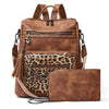 Vegan Leather Backpack Purse for Women with Adjustable Shoulder Bag | Water Resistant Fashion Designer Travel Backpack,Convertible Shoulder Bag with Wristlet,College Work(two-toned Brown)