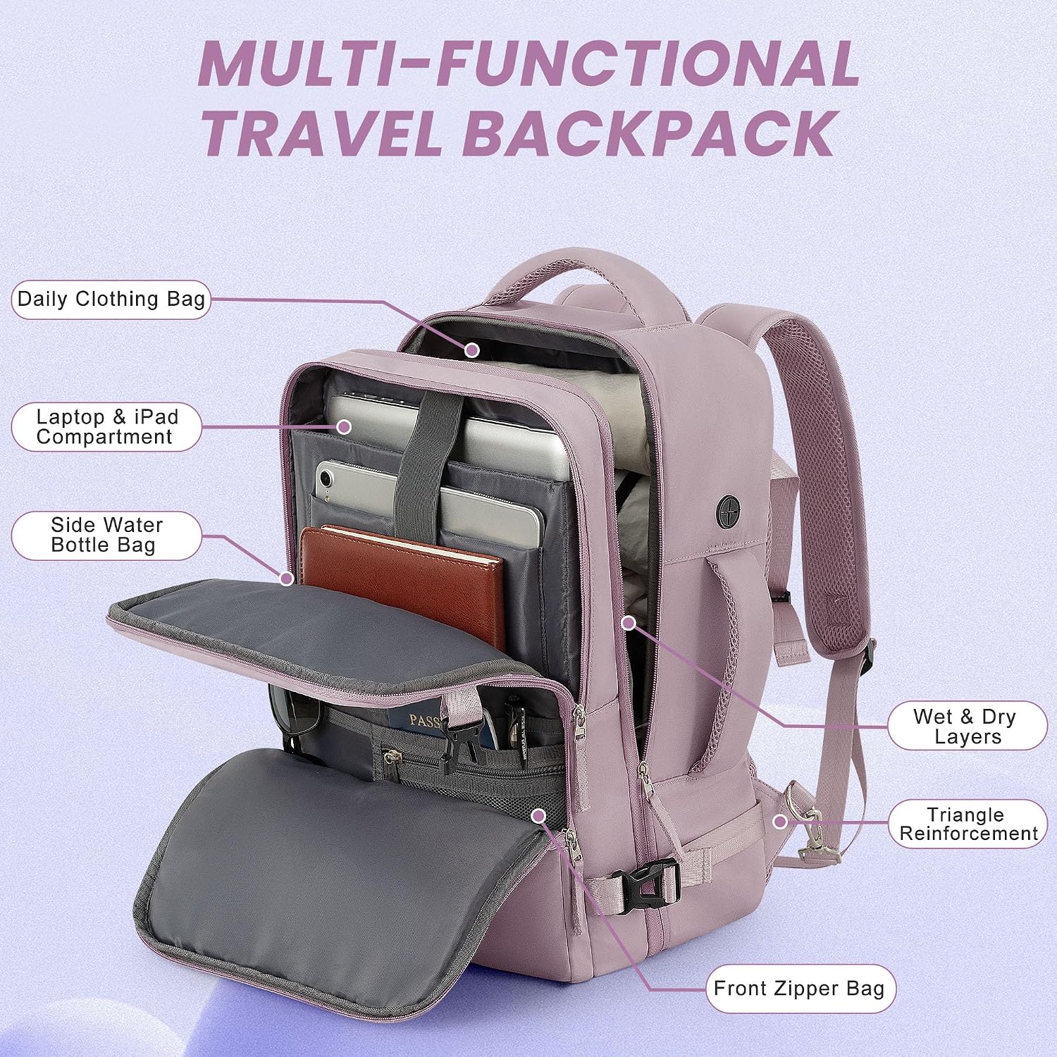 Sinaliy Travel Backpack, TSA Carry on Flight Approved Backpack