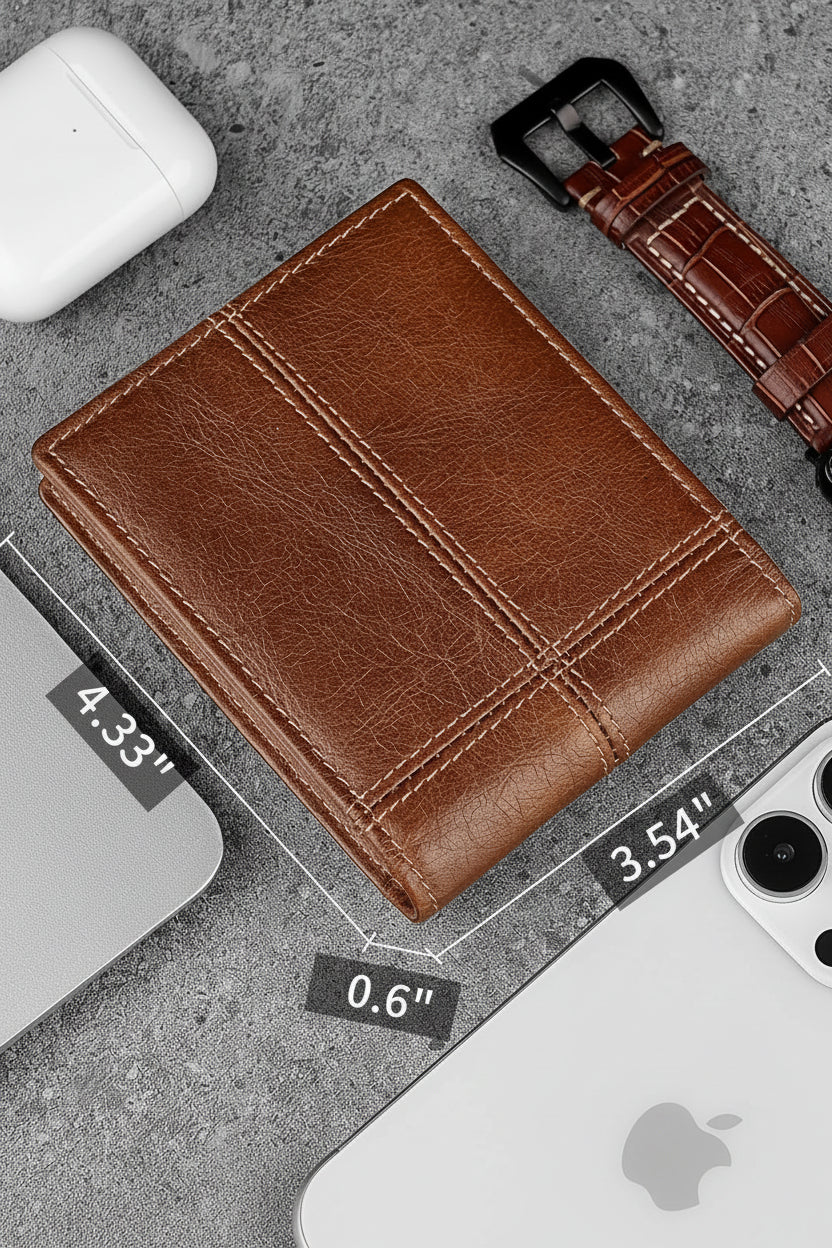 Artpaxy Mens Wallet Bifold Genuine Leather RFID Blocking Wallet for Men with 1 ID Window 13 Card Holders 2 cash pockets 1 Gift Box