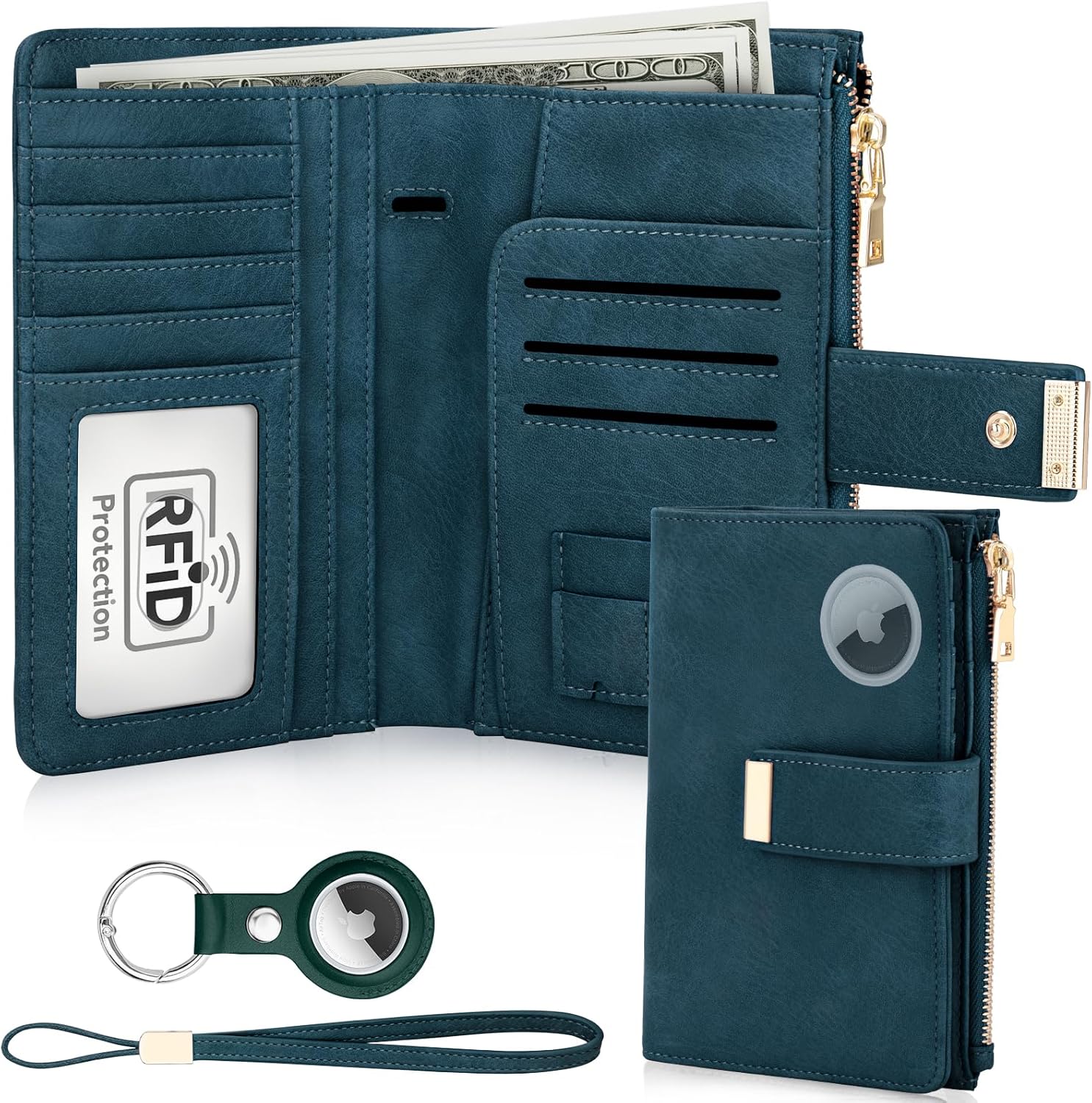 RFID Passport Holder with AirTag Slot – Leather Travel Wallet