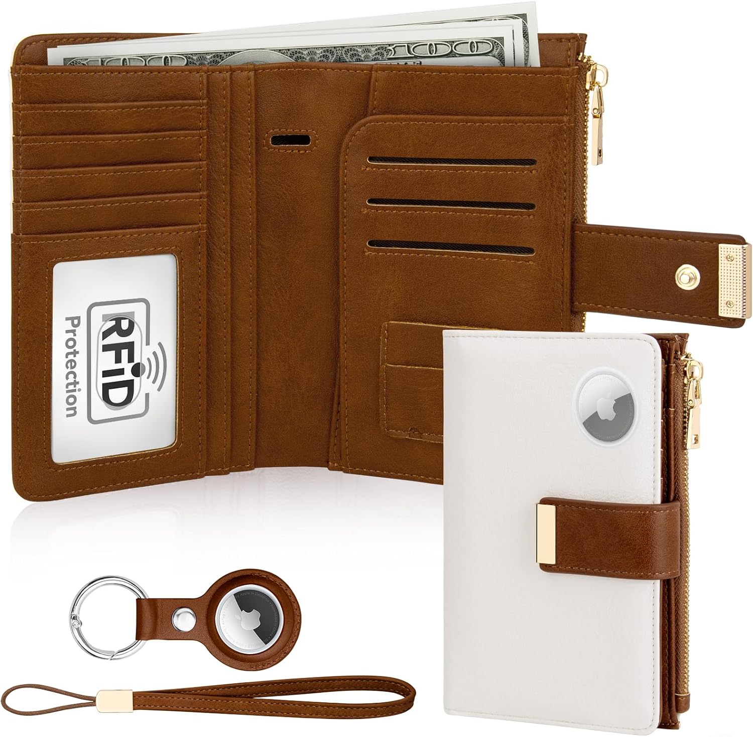 RFID Passport Holder with AirTag Slot – Leather Travel Wallet