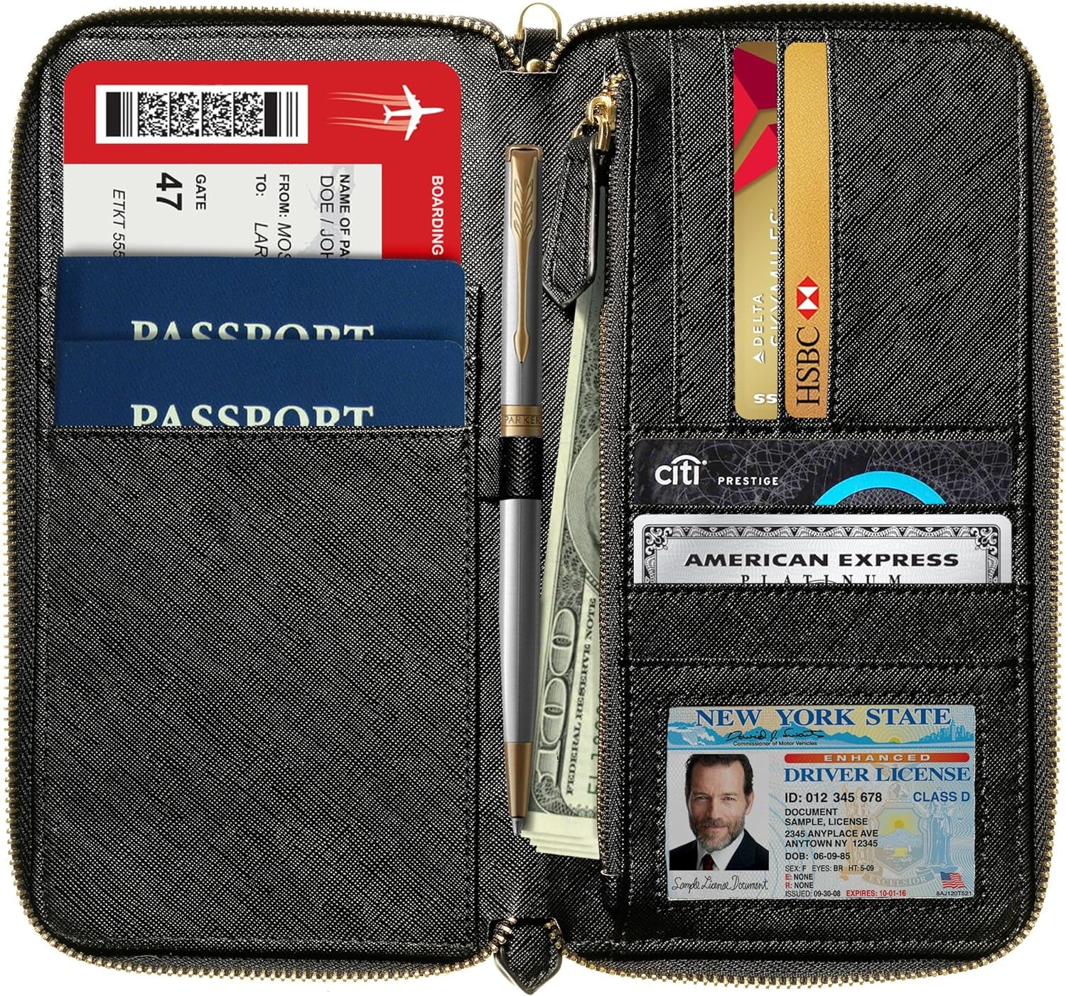 Travel Document Organizer - RFID Passport Wallet Case Family Holder Id Wristlet