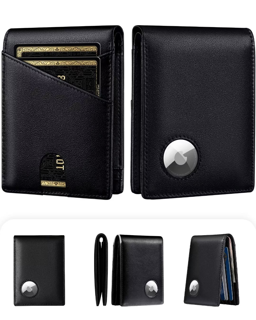 Abby Leather AirTag Wallet for Men - RFID Blocking, Minimalist Bifold with 10 Card Slots - Abbycart