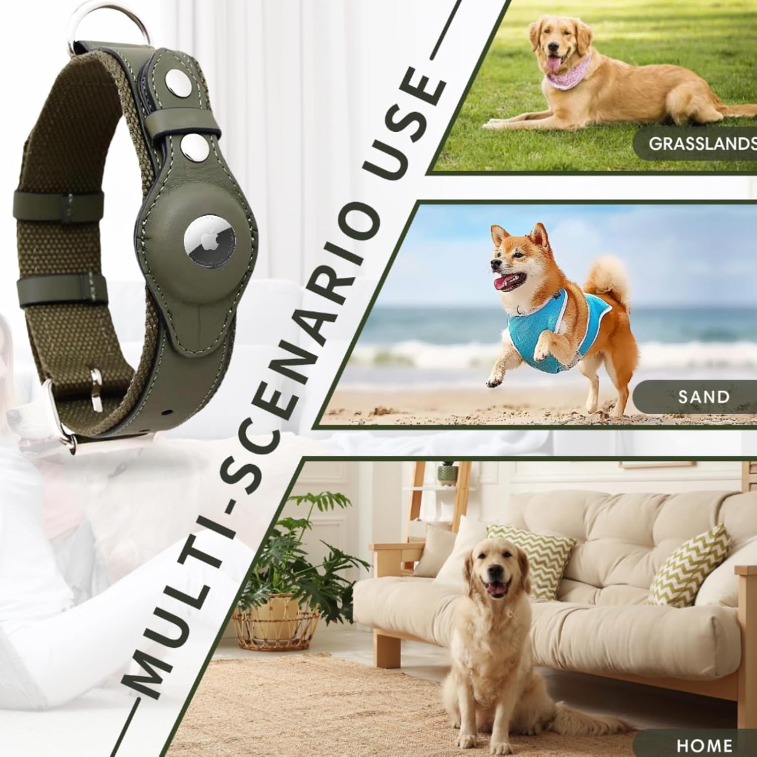 ABBY's AirTag Dog Collar – Leather Tracker Collar for Small to Large Dogs - Abbycart