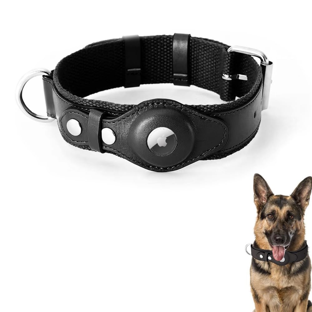 ABBY's AirTag Dog Collar – Leather Tracker Collar for Small to Large Dogs - Abbycart