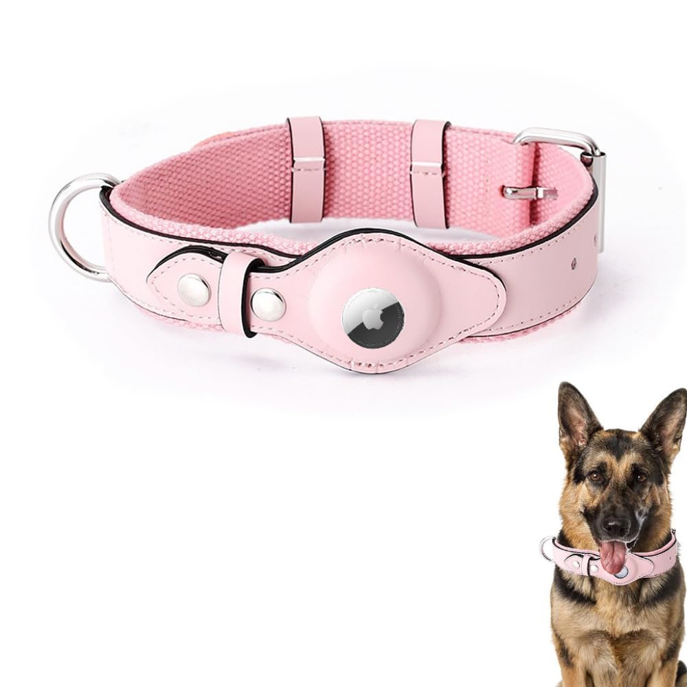 ABBY's AirTag Dog Collar – Leather Tracker Collar for Small to Large Dogs - Abbycart