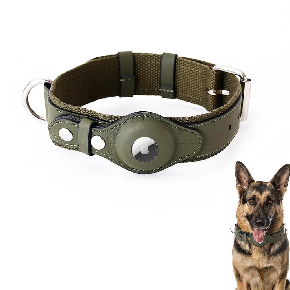 ABBY's AirTag Dog Collar – Leather Tracker Collar for Small to Large Dogs - Abbycart