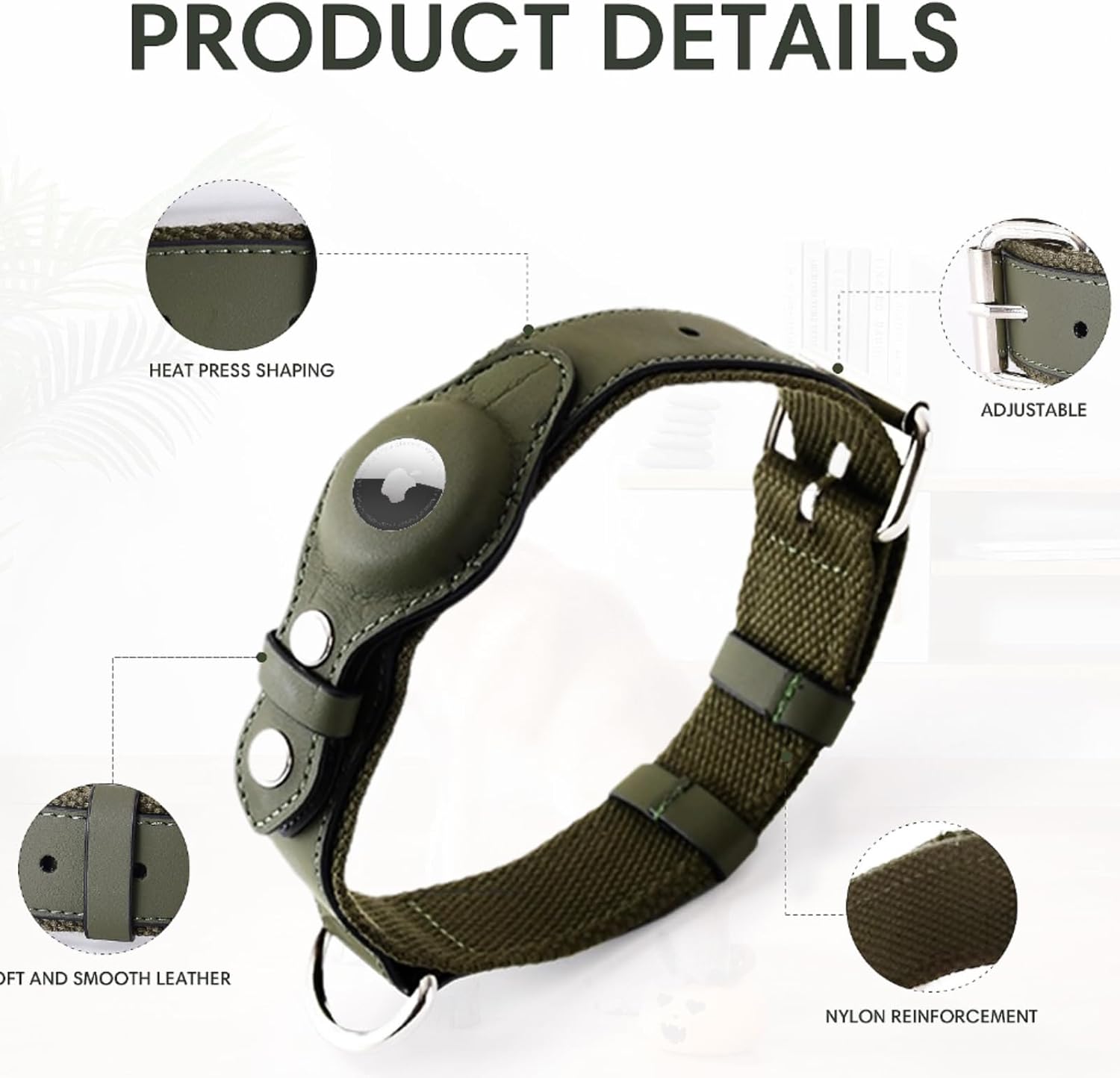 ABBY's AirTag Dog Collar – Leather Tracker Collar for Small to Large Dogs - Abbycart