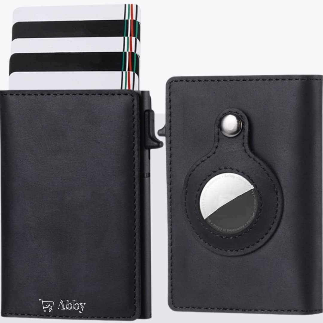 Abby's™ Apple AirTag Holder Wallet Slim Leather - RFID Blocking and Protection, Trackable - Abbycart