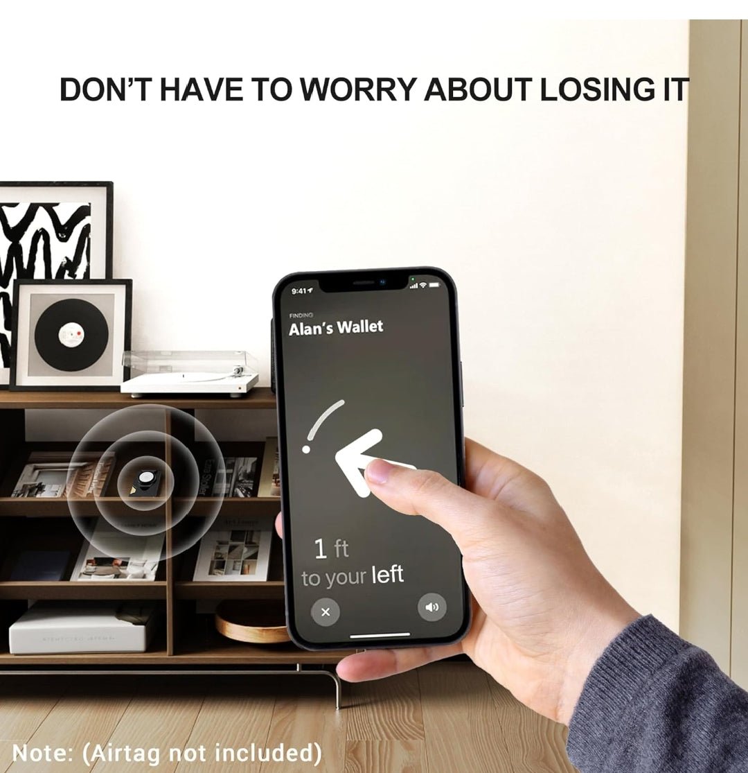 AirTag Compatible Minimalist Wallet, Trackable Metal Card Holder with Secure Cash Clip