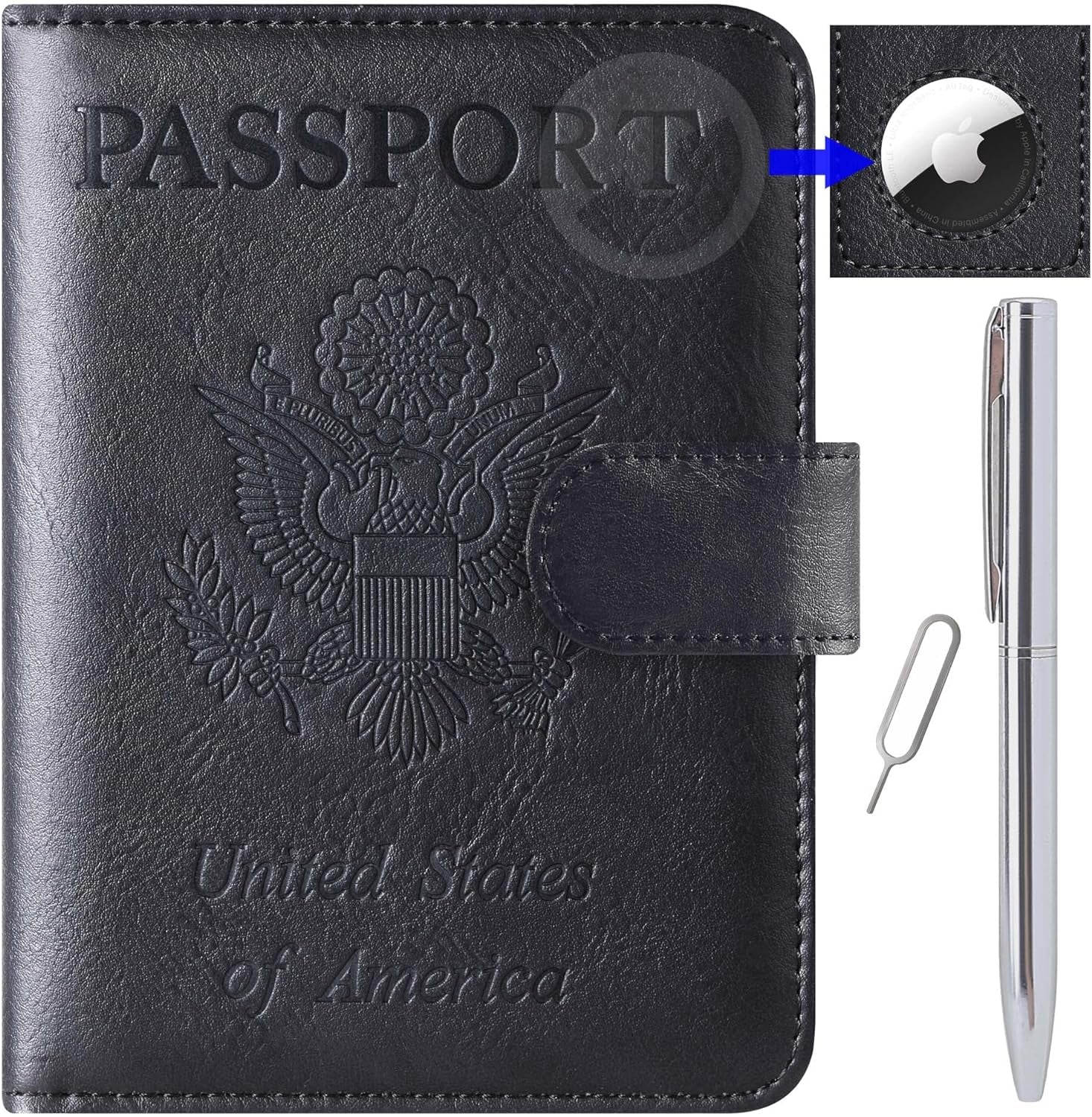 ABBYs Leather Passport Holder with AirTag Slot, RFID Blocking Travel Wallet for Men and Women, Durable Synthetic Leather Passport Cover - Ideal Travel Accessory - Abbycart